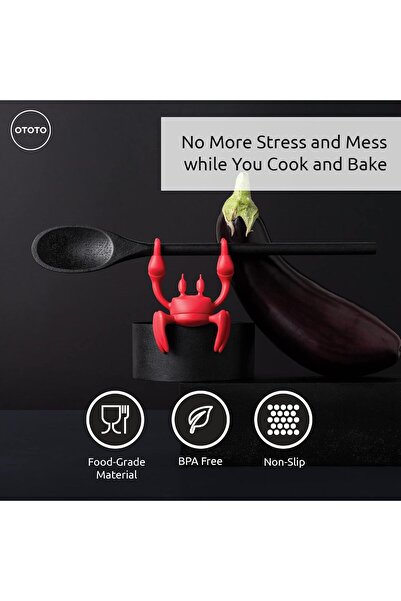 BIGTHREE Heat-Resistant Kitchen and Grill Utensil Holder, Red Crab Silicone U...