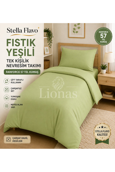 StellaFlavo Set jednostranog navlake za poplun u boji pistać zelene, Ranforce...