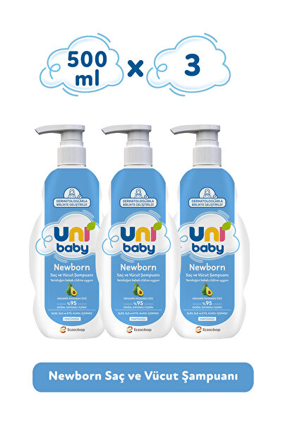 Uni Baby Newborn Yenidoğan Saç ve Vücut Şampuanı 500 ml 3'lü
