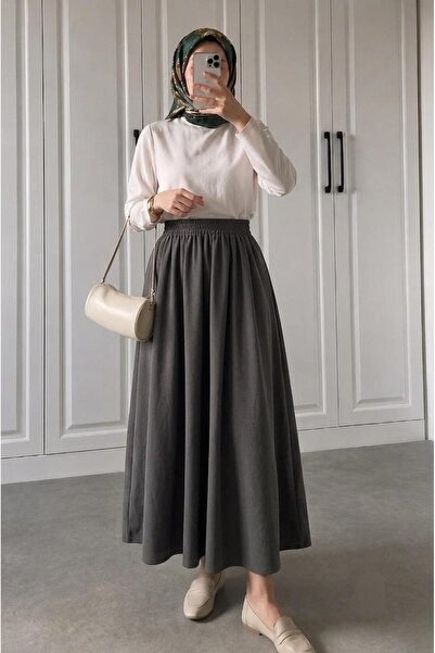 ECEYLÜL MODA Black Pocketed Flared Skuba Crepe Skirt - Ideal for Comfortable ...