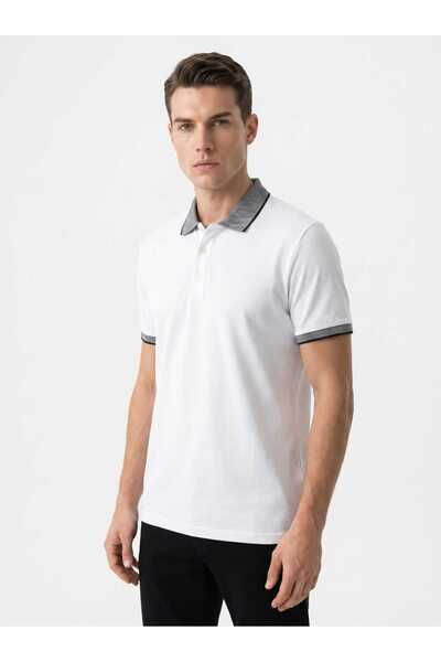 Giyim Dünyası Men's Polo Collar Short Sleeve Tshirt White