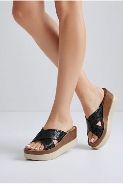 Alphus Voga Cross-Strapped Wedge Heel Women's Slippers
