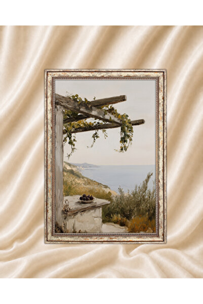 TekTablo Vintage Painting Cream Antique Framed Painting Models