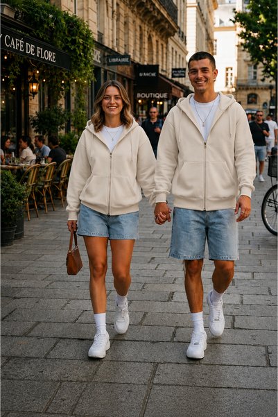 YAKAMEL UNISEX KAPÜŞONLU OVERSIZE FULL FERMUARLI RAHAT KESİM MEVSİMLİK YENİ S...