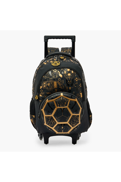 Lifestyle Football Print School Trolley Backpack for Boys 8-13 Years with Zip...