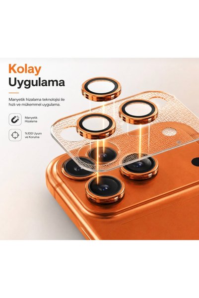 MEKTEK iPhone 17 Pro Max Compatible Metal Framed Camera Glass / Lens Protective Glass with Ar and Af Features