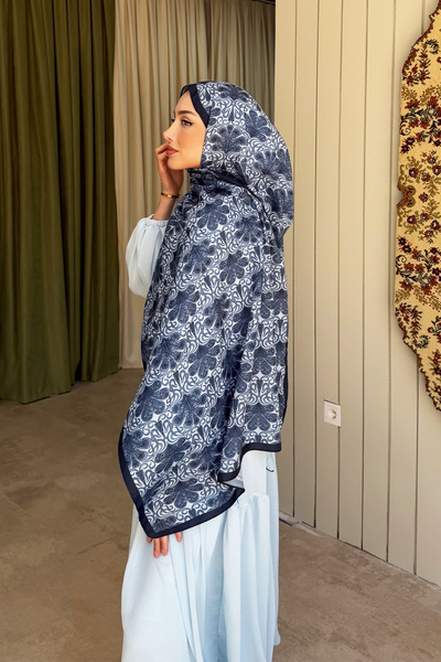 KUQOS Palace Patterned Aqua Soft Shawl |   Non-Slip Hijab Shawl