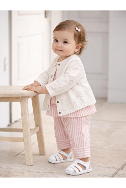 Civil Baby Scalloped Canvas Oversize 6-18 Months Jacket - White