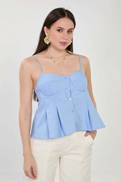 BARRELS AND OIL Women's Rope Strap Shirt - Baby Blue