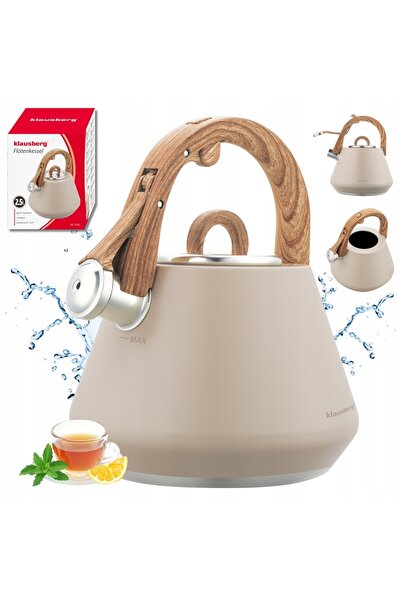 Klausberg Ceainic cu fluier Bej 2,5L KB-7950 inducție gaz oțel