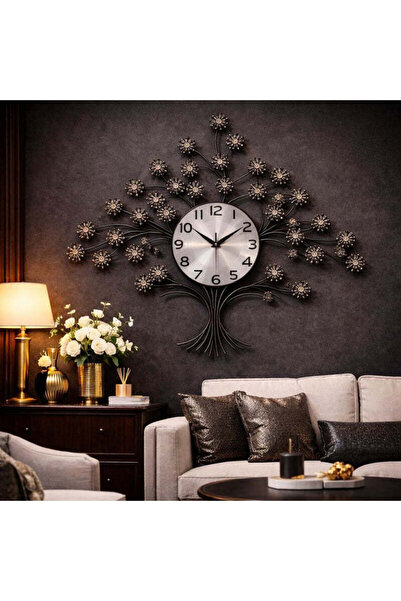 Vivendo Ceas de perete decorativ tip copac cu cristale, 69 x 69 cm