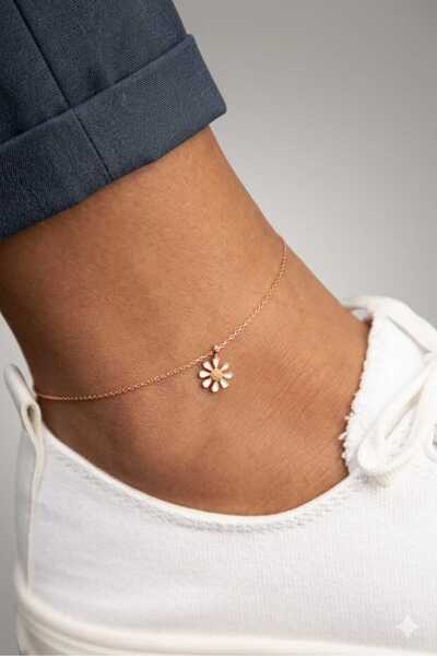 Papatya Silver 925 Ayar Gümüş Minimal Papatya Halhal.rose.gold.rodaj Renk Seç...