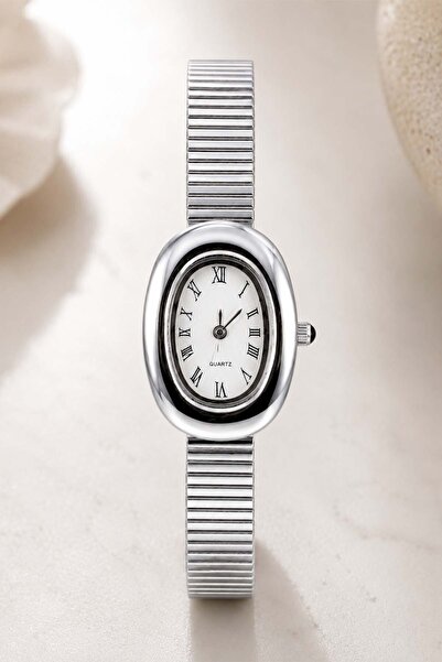 The Watch Saudade Women's Silver Steel Band Watch with White Dial – Water-Res...