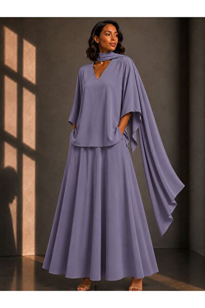 ALYEL NAKER Regular Kimono Sleeve Blouse & Midi Full Circle Skirt Top & Botto...