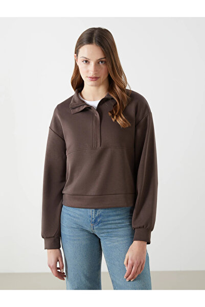 LC Waikiki Brown Stand Collar Women's Sweatshirt