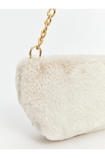 LC Waikiki Ecru Plush Women's Baguette Bag