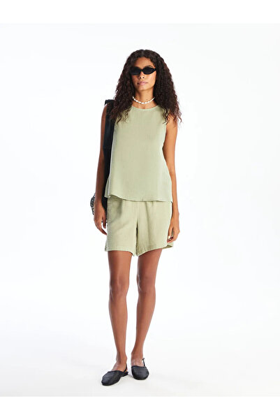 LC Waikiki Khaki Crew Neck Muslin Blouse