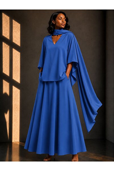 ALYEL NAKER Regular Kimono Sleeve Blouse & Midi Full Circle Skirt Top & Botto...