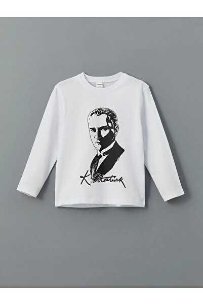 LC Waikiki White Ataturk Printed Boys' T-Shirt