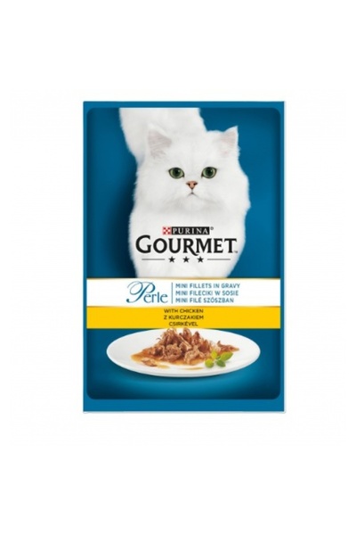 Gourmet Hrană umedă pentru pisici Perle, Mini Fileuri în Sos de Pui, 26 x 85 g