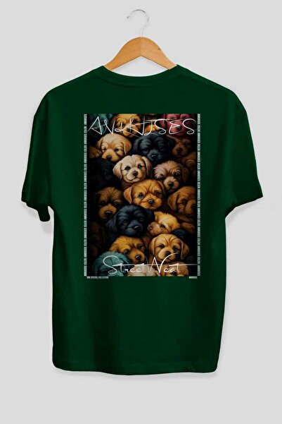 Ankhises Tricou supradimensionat verde cu imprimeu câinele "For Dog's Sake 30...