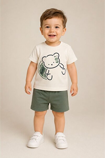Organic Product DimpleBaby Baby Set 0-24 Months Teddy Bear Printed Shorts Sum...