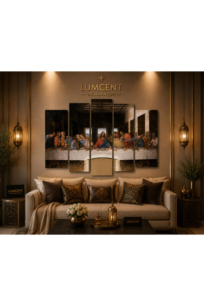 Lumcent Klasik Sanat Koleksiyonu | Son Akşam Yemeği 5 Parça MDF UV Baskı Tabl...