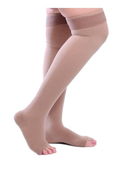 Varisocks Premium Thigh-High Medical Compression Socks – Beige – CCL 2 (22–34 mmHg) – Open Toe