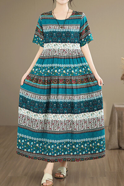 PriStyle Rochie Maxi Dama Boho Florala Multicolora, Croiala Lejera Oversize, ...