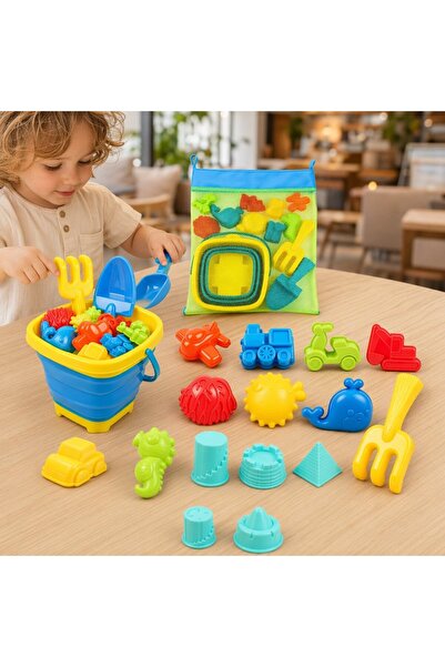 Generic 18 Piece Plastic Sand Play Set Beach Toys Foldable Bucket Molds Outdo...