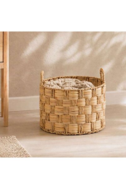 PAN HOME Nymeria Round Water Hyacinth Basket With Handle 46x46x38 Cm - Natural