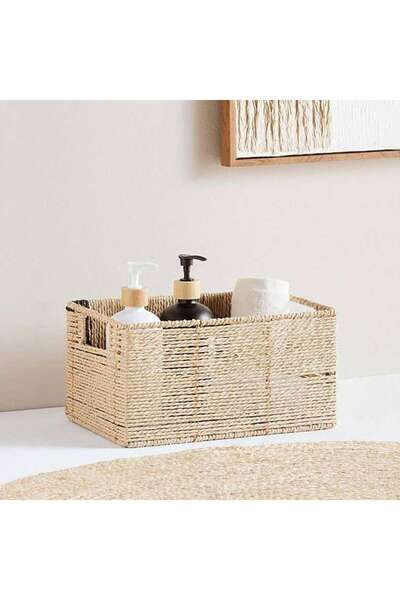 PAN HOME Ingrid Rectangular Basket 31x20x16cm-natural/black