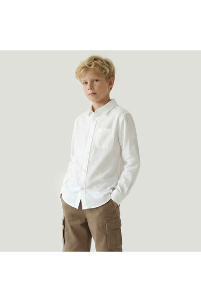 Juniors Long Sleeves Shirt with Chest Pocket