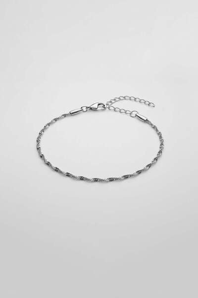 ablukaonline Unisex Thin Twisted Steel Chain Bracelet Silver