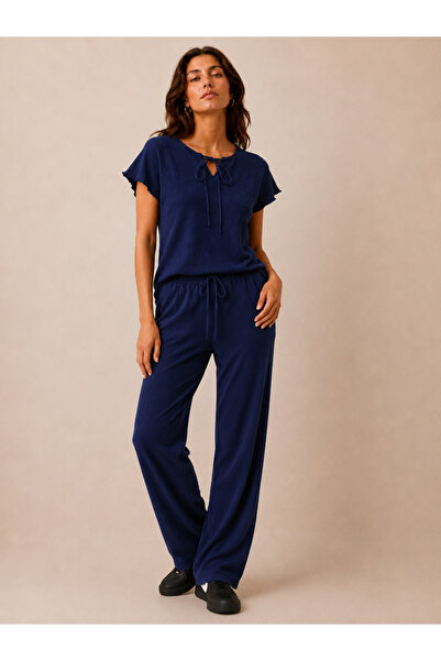 just wear zt Women's Loose Blouse and Straight-Leg Pants Set Casual Comfortab...