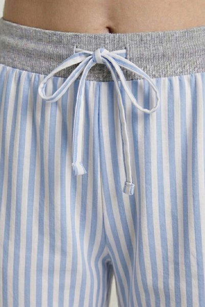 Mısırlı Egyptian Women's Cotton Striped Pajama Set Gray/Blue