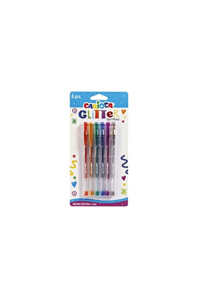 carioca Pix cu gel cu sclipici, set de 6 culori