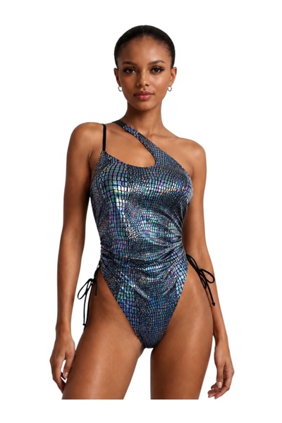 moho Costum de baie intreg, bretele reglabile, slip brazilian cu siret, buret...