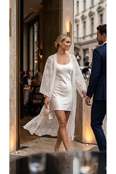 Özel Tasarım Dantel Nakışlı Kimono