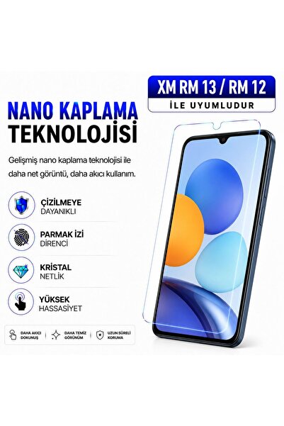 Powerfox واقي شاشة زجاجي متوافق مع Redmi 12/RM 13 من الزجاج المختلط النانوي |...