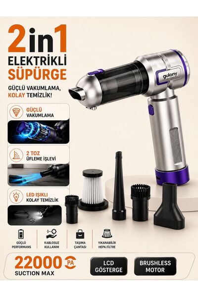 LESGO Yeni Güçlendirilmiş 22.000PA Şarjlı 3 Kademeli 2ın1 Profesyonel Ultra Ç...