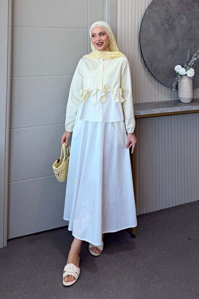 Hazamoda Ribbon Skirt Suit Yellow