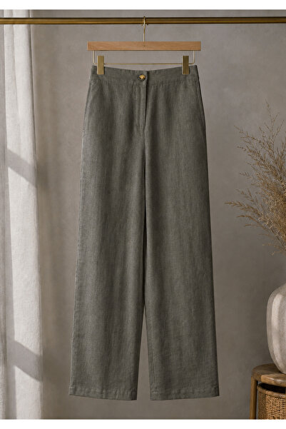 Little Visqon Women's Linen-Look Relaxed Fit Summer Trousers