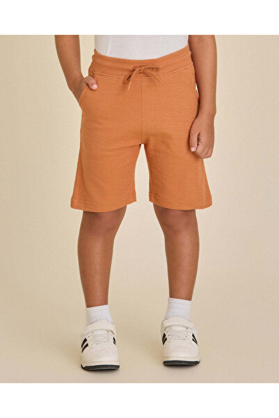 REDTAG Boys Orange Plain Shorts