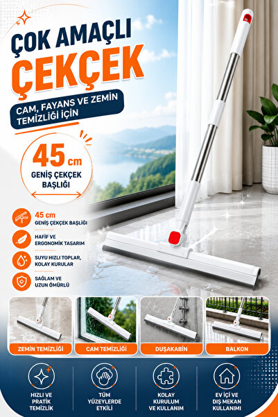 Manosta Telescopic Handle Squeegee Wiper Glass Tile Floor Bathroom Shower Cab...