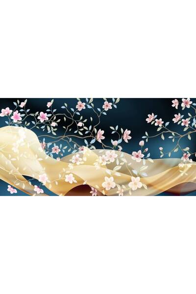 Persona Tablou Canvas, Flori Roz Si Valuri De Matase- 100 X 70 cm
