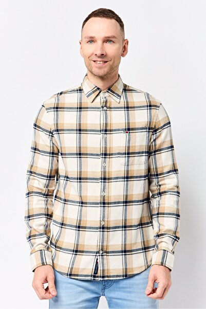 Tommy Hilfiger Tommy Jeans Men Regular Fit Windowpane Long Sleeve Casual Shir...