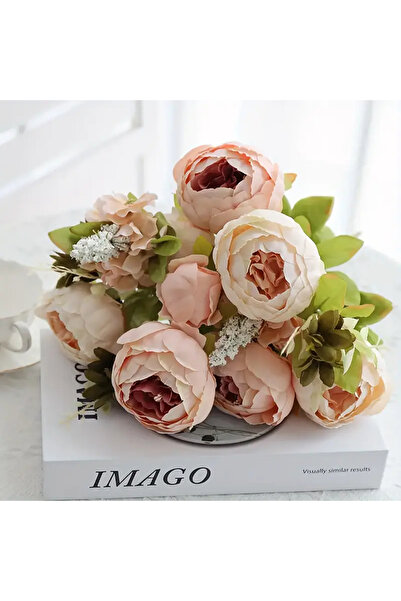 Choice Champagne powder 13 Realistic Champagne Peony Artificial Flower Bouque...