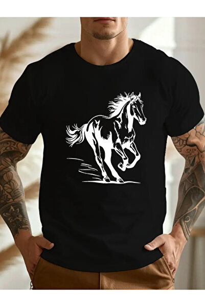 LİNA06 تي شيرت رجالي مقاس كبير من The Galloping Horse Crinkle