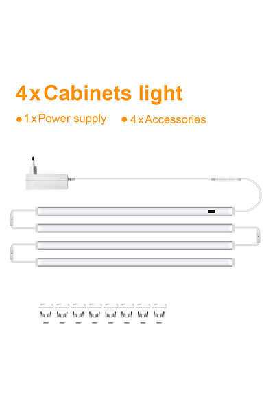 Choice8 مصباح LED أبيض بطول 50 سم، 4 قطع، إضاءة LED للمطبخ تحت الخزانة، يعمل ...